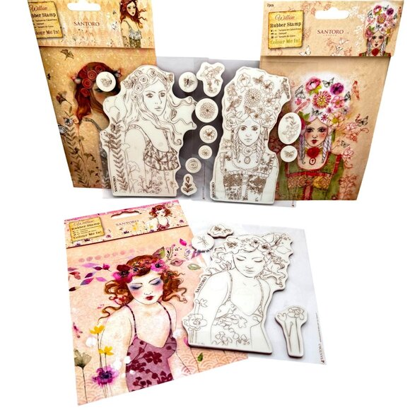 Santoro Do Crafts London Rubber Stamp 3 Sets Willow Marie Antoinette Innocence - Picture 1 of 13